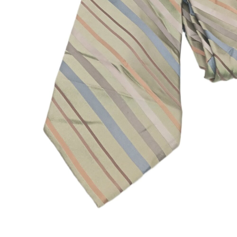Metropolitan by Lord & Taylor Silk Tie Men’s 61” Olive Green Stripe Classic New